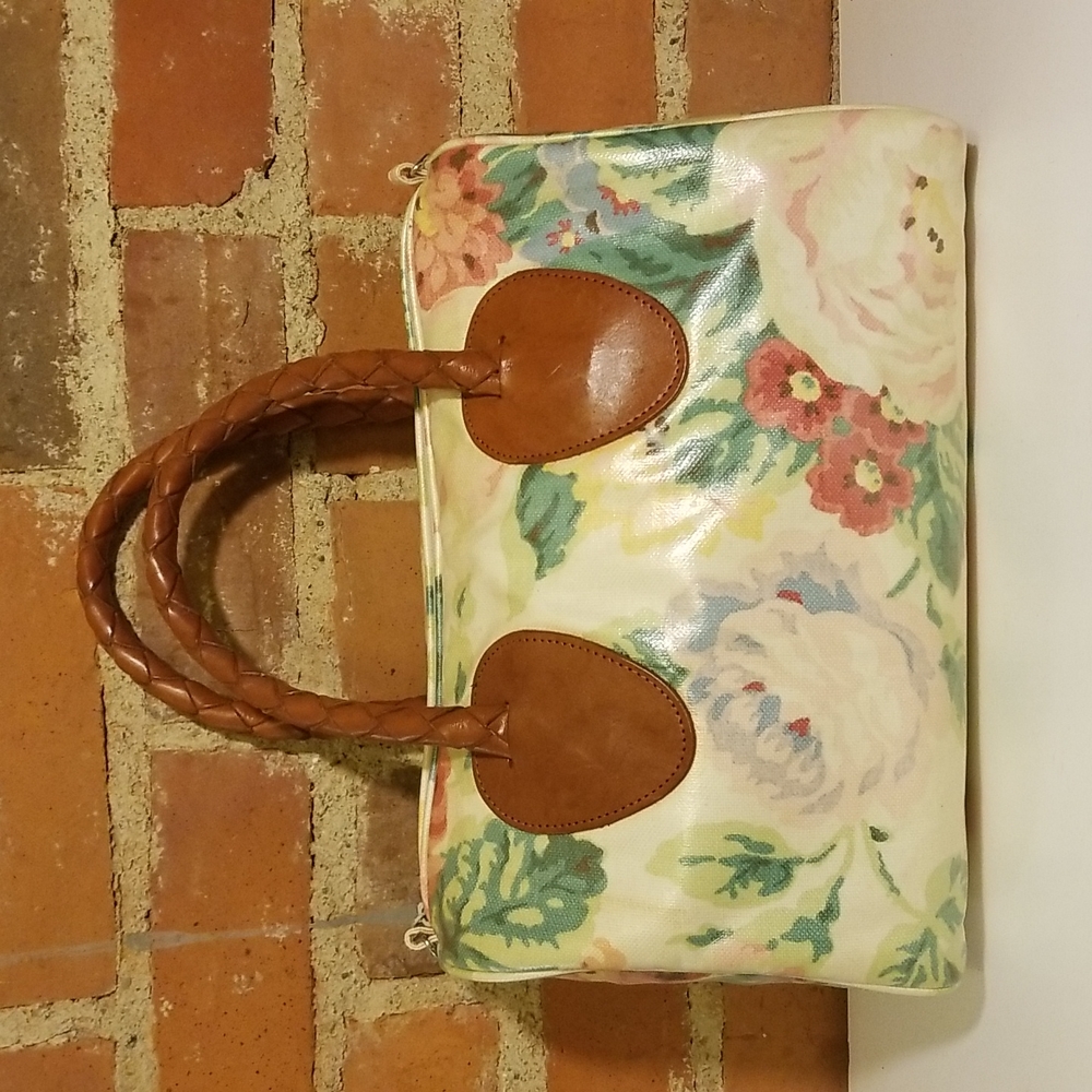 Nordic House floral print bag with braided handles